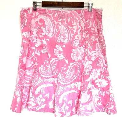 Falda Chaps Para Mujer Talla 16 Rosa Blanco Floral Paisley Algodón Cremallera Foto 1 de 4