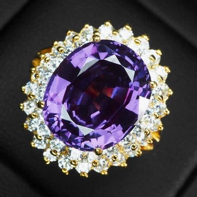 Elegante anello in argento sterling 925 placcato oro 24 carati con... - Immagine 1 di 4