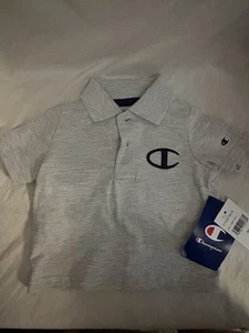 Neu mit Etikett Champion Poloshirt mit Kragen - Größe 3 Monate - meliert/hellgrau - Bild 1 von 3