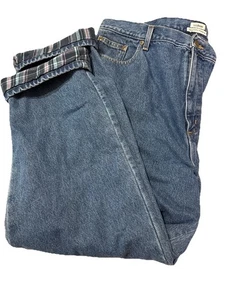 LL Bean Jeans Damen kariert Flanell gefüttert Denim Gr. 20 Original Fit Relaxed 37x30 - Bild 1 von 16