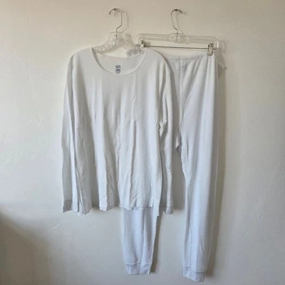 Fruit Of The Loom 3XL White Thermal Base Layer Set Warm Waffle Knit Winter Plus - Image 1 of 4