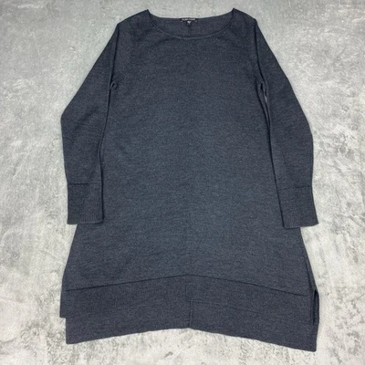 Vestido Eileen Fisher Mujer Talla S Gris Lana Merino Túnica Suéter Hilo Italiano L/S Foto 1 de 4