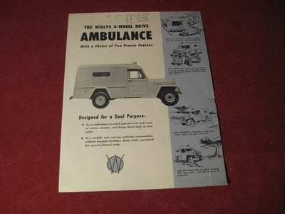 1950? Jeep Willys Ambulance Sales Brochure Booklet Catalog Old Original - Image 1 of 3