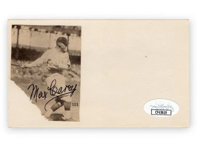Max Carey Signed Autographed 3X5 Index Card Pirates Dodgers JSA CF45619 - Image 1 of 2