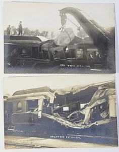 2 RPPC of a Train Wreck Between Elgin  and Oakdale, NE, Early Teens. 10/11/1914. - Picture 1 of 4