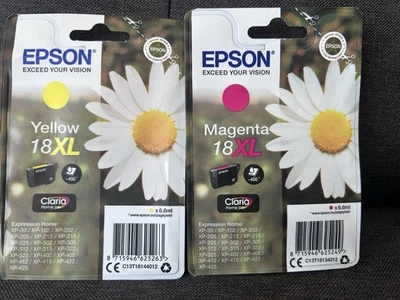 Cartucho de tinta Epson magenta y amarillo 18XL, 450 páginas, nuevo, caducado (c3) Foto 1 de 4
