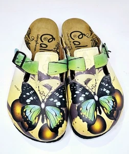 Calceo Butterfly Clogs Cork Comfort Vegan Leather Women's Size 8 - Picture 1 of 7