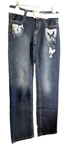 Pink Kiss Mädchen Grafikdruck mit Gürtel Blau Jeans 14 Neu ohne Etikett - Bild 1 von 4