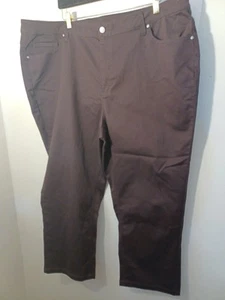Catherines Women's Chocolate Brown Cotton Blend Causal Pants Pre-owned 26WP - Picture 1 of 8