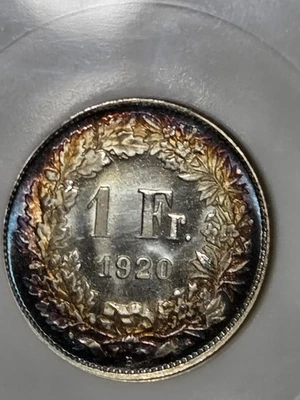 1920 Switzerland  Silver Franc KM-24 NGC MS-68  (Toned) - Image 1 of 4