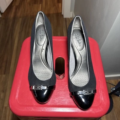 Life Stride Mujer Talla 8.5 M Negro Tacón Alto Zapatos Cómodos Puntera B508 Foto 1 de 4