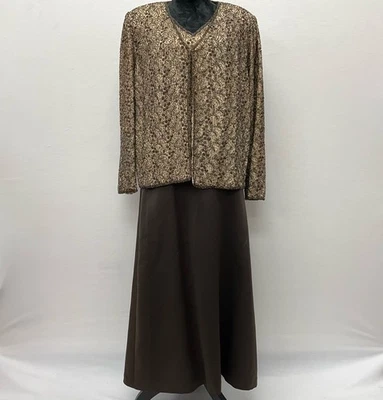 Adrianna Papell Formal Conjunto de 3 Cuentas Hechas a Mano 100% Seda Madre de la Novia Talla 14 Foto 1 de 4