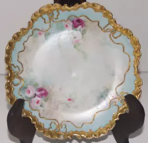 ANTIQUE ROSENTHAL MONBIJOU BAVARIA SMALL PLATE WITH GOLD TRIM & ROSE DESIGN,15CM - Picture 1 of 9