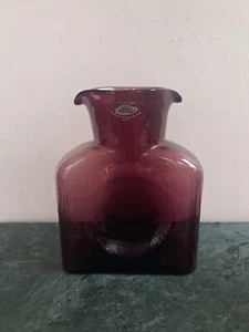 BLENKO AMETHYST PURPLE DOUBLE SPOUT PITCHER CARAFE VASE DECANTER LABEL 8" - Picture 1 of 7