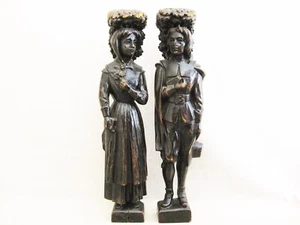 Vintage Portrait Carving Male Female Architectural Salvage Furniture Fragments - Picture 1 of 6