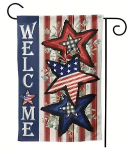 Patriotic Welcome Garden Flag 12x18in Stars double sided - Picture 1 of 1