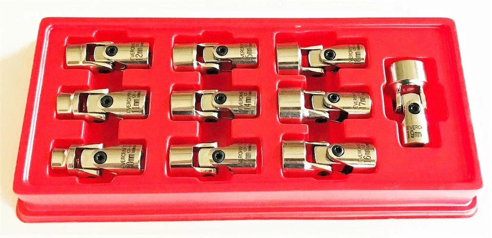 10pc NAPA EVERCRAFT PROFESSIONAL FLEXIBLE UNIVERSAL FLEX SOCKET SET MM 775-1489 - Image 1 of 3