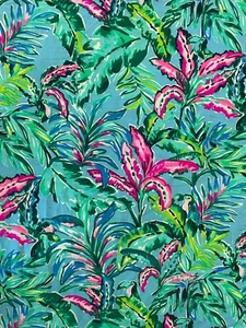 Lilly Pulitzer Pima Cotton Fabric Print Porto Blue in The Trees 1 yd 36"x 62” - Picture 1 of 4
