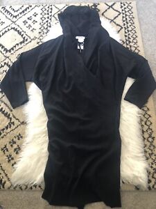 Max Mara Hooded Dress Made In Italy Tunic Dress Size 4 Tie V Neck Long Sleeve D1
