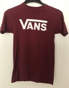 Youth Vans Maroon Burgundy Classic Logo Cotton T-Shirt Size S - Picture 1 of 2