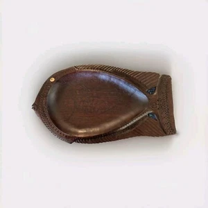 Rare Vintage Hand Carved Trobian Island Wood Fish Shell Eye Ceremonial Bowl - Picture 1 of 5