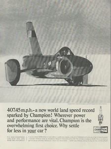 1964 Champion Zündkerzen 407,45 m.p.h Land Speed Record Greg Breedlove Print Ad - Bild 1 von 1