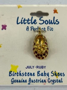 Little Souls Ruby Australian crystal Birthstone Baby Shoe bootie Charm vintage - Picture 1 of 4