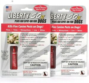 2 Liberty 50 II Plus IGR 3 Ct Spot On For Puppy Toy Miniature Dogs 5 To 10 Lbs 