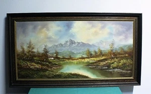 Cuadro, pintura al óleo lienzo de Karnbach Böttche montañas paisaje lago naturaleza *1613 - Imagen 1 de 12