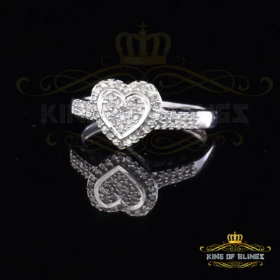 Anillo de corazón de boda blanco de plata de ley 925 con diamantes reales de 0,25 quilates para mujer talla 7 Foto 1 de 4