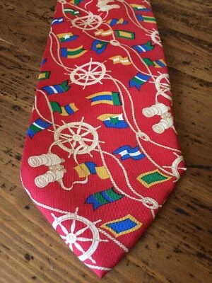 Alta Moda Cervino 100% Silk Neck Tie Italy Nautical Boating Sailing Ships Wheel - Image 1 of 4
