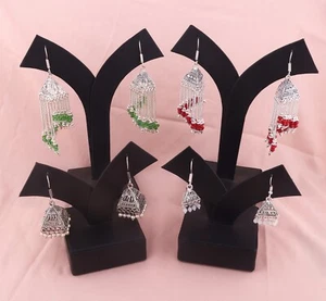 Small Pearl Coral Opalite Quartz Beads Silver Oxidized Drop Earrings Lot 4 Pairs - Picture 1 of 3