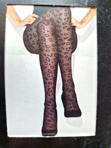 M&S Black Leopard Skin Animal Print Tights - Large - FREE POST - Picture 1 of 5