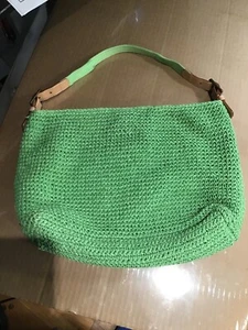 Lauren by Ralph Lauren Green Meshed With Leather Straps Shoulder Bag, Stunning - Picture 1 of 9