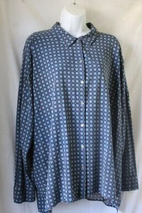 Blusa Top J. Jill 3X Estampado Azul Calce Relajado Botón Delantero - Imagen 1 de 5