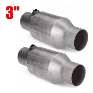 2x Universal 3" 7.62cm Sport Cat Catalytic Converter Hi Flow 400 Cells Stainless - Picture 1 of 11