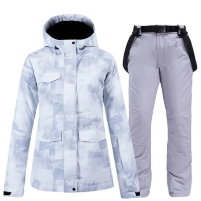Thick Warm Ski Suit  Waterproof Windproof Skiing and Snowboard Jacket Pants Set - Image 1 of 4
