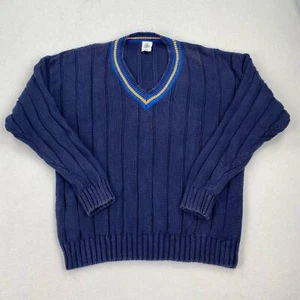 Suéter Vintage Gap Talla Grande Azul Cuello en V Acanalado Tejido Pullover Hong Kong Años 90 - Imagen 1 de 10