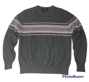 El Daws 2-lagiger Kaschmirpullover Damen Größe M grau langarm rosa Diamant - Bild 1 von 9