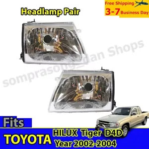 T2 Set Headlamp Light Pair For Toyota Hilux Tiger D4D 2002-2004 - Picture 1 of 7