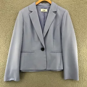 Le Suit Blazer Womens 12 Purple Pockets One Button Up Jacket Career Office Work - Picture 1 of 11