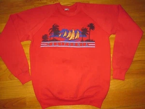 CALIFORNIA Vtg 80s 90s Saling sailboat Raglan Crew Neck Sweater Sweat shirt t US - Picture 1 of 7