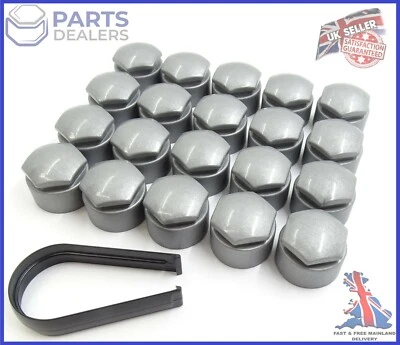 WHEEL NUT COVERS FOR SEAT IBIZA LEON ALHAMBRA ALTEA 17mm LOCKING BOLT CAPS GREY - Image 1 of 4