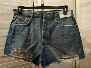 Arizona Womens Shorts Size 19 Blue High Distressed Button Fly Juniors Denim - Picture 1 of 12