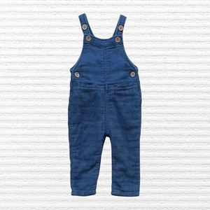 Zara Baby Boys Cozy Classic Fleece Lined Overalls Blue/Houndstooth Size 6-9M - Picture 1 of 13