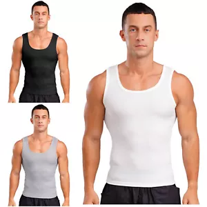 Men Tank Top Tee Shirt Vest Night Club Athletic Exercise Ribbed Running Casual - Picture 1 of 45