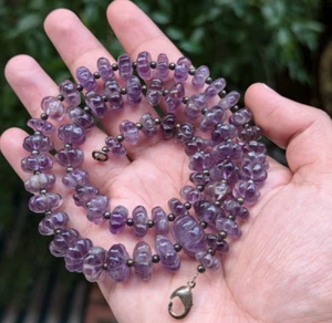 Vintage Amethyst Carving Melon Shape Beaded Necklace - Picture 1 of 20