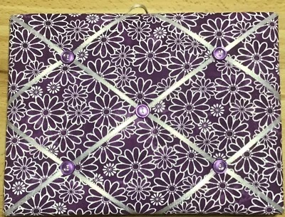 French Bulletin Board Photo Memo Purple White Floral Daisy Print 7.1 x 9.4 inch - Image 1 of 4