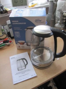 Elta® Glaswasserkocher Wasserkocher silber 1,7L Neu in OVP - Bild 1 von 6
