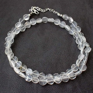 925 Silver Plated Beaded Crystal Quartz Necklace Jewelry Size 18+2" AU D500 - Picture 1 of 3